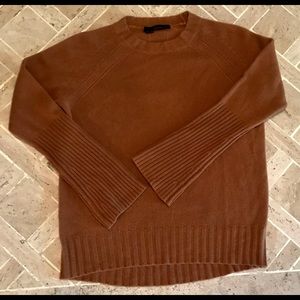 360 cashmere Womens ribbed sleeve sweater rich caramel brown Sz Large